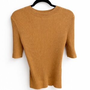 Ribbed Tan Knit Top